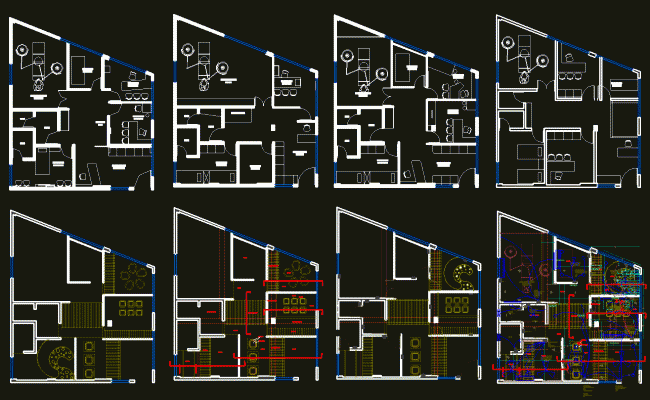 Hospital Design 2D CAD Drawing with Floor and Electrical Plan