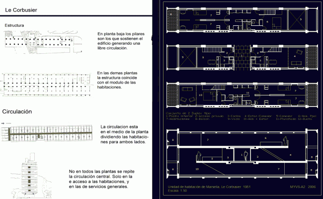 Housing Unit by Le Corbusier Architectural Design in AutoCAD DWG File