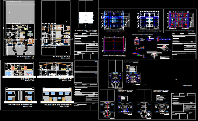 Duplex House CAD Drawing File with Structural and Floor Plans