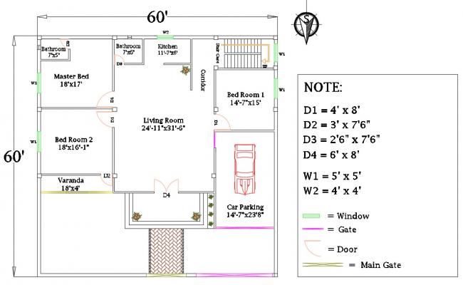 60x60 House Plan CAD Files Visit & Explore the Design layout file