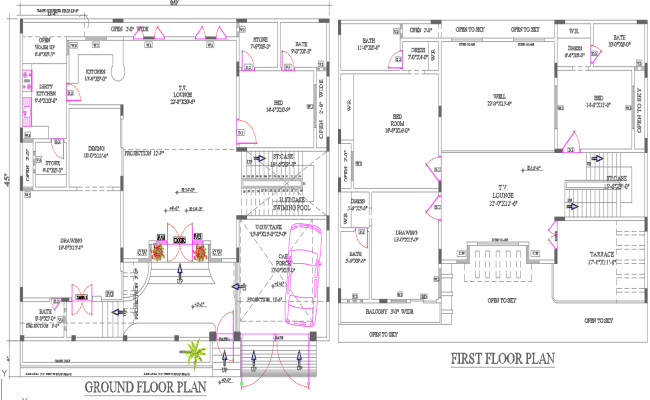 4 Bedroom House Plan 60x40 Feet AutoCAD DWG Design