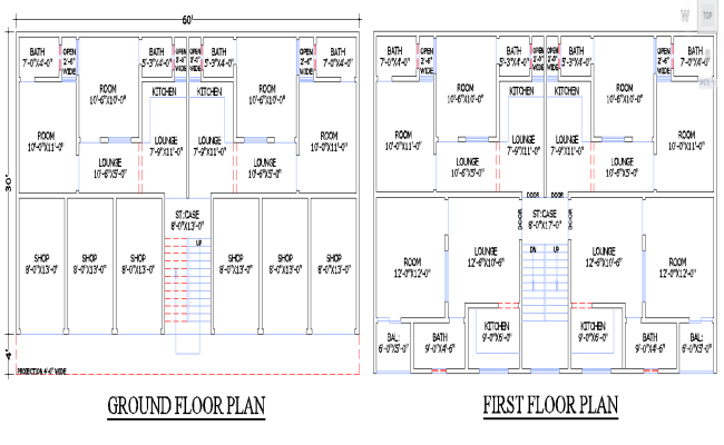 60x34-74 residential and commercial building in AutoCAD File