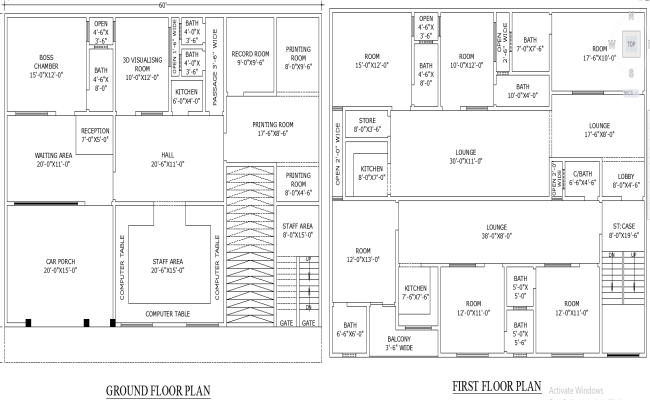 DWG File of 60x40 Mixed-Use Office and Residential Layout