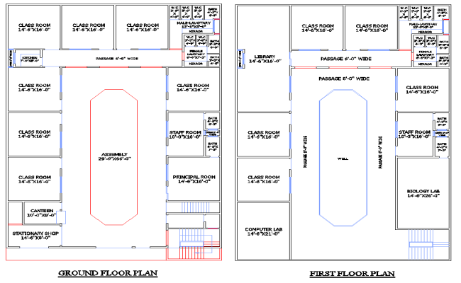 School building layout AutoCAD File 60x94-6 with labs