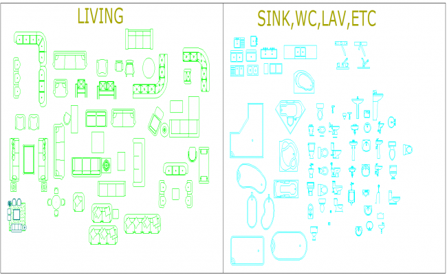 Living and Comfort Room AutoCAD Blocks for Interior Planning Design