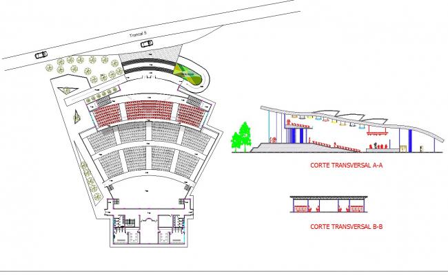 Auditorium in autocad drawing 