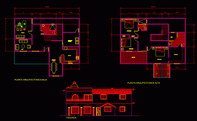 Bungalow Design AutoCAD File with Complete 2D Architectural Drawings