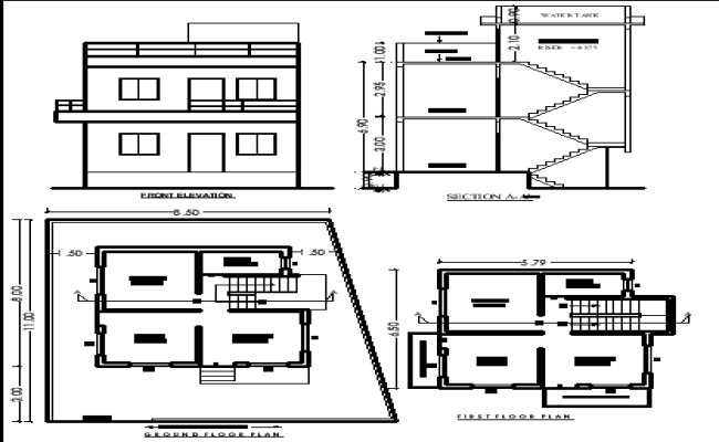 6.5m x 5.79m Single-Story House CAD Plan with Compact Layout