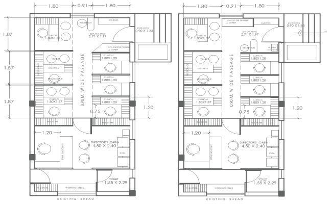 6.68x10.36m Office Layout Plan DWG AutoCAD File | Cadbull
