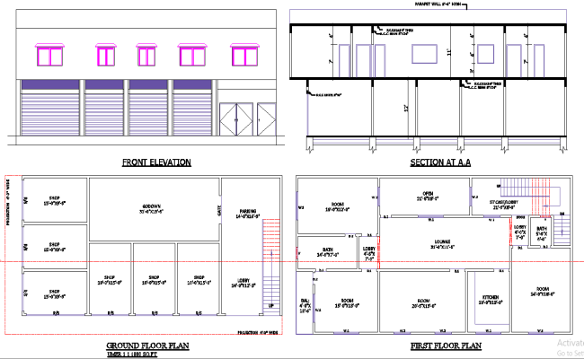 66x34 Mixed-Use Plan in DWG File with Shops and Residences.