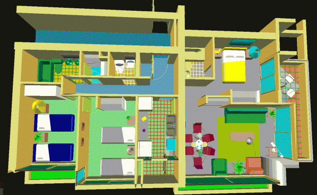 3D House Plan CAD Drawing File in DWG Format for Architectural Design