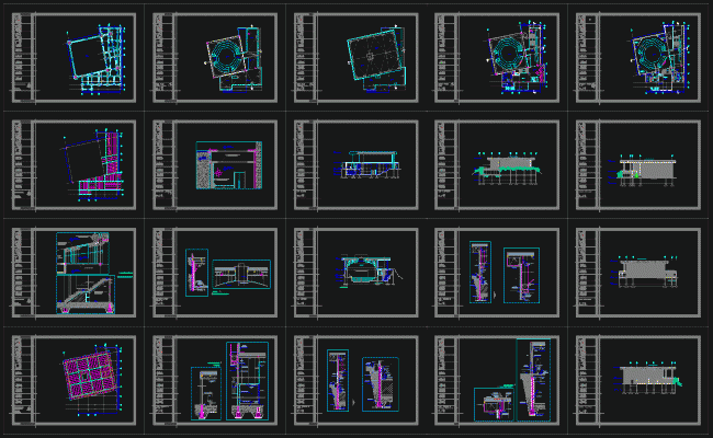 Multi Function Hall 80x60m AutoCAD DWG File Plan with Elevations