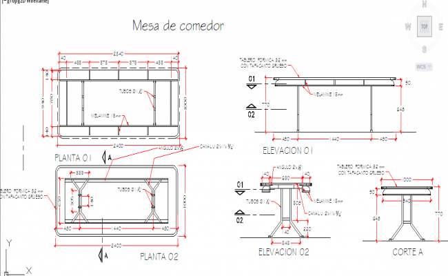 Dining Table Detail DWG File for Furniture CAD Design