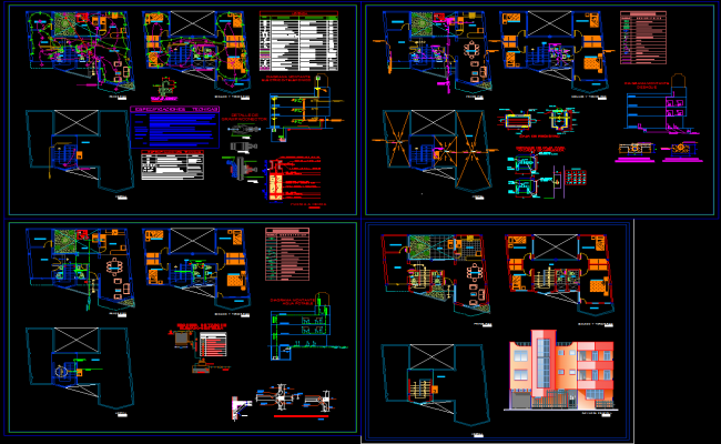 Modern House AutoCAD DWG File with Floor Plans and Elevation Views