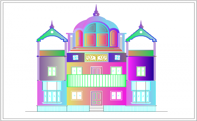 Tajmahal CAD Drawing with Detailed 2D Elevation in AutoCAD File