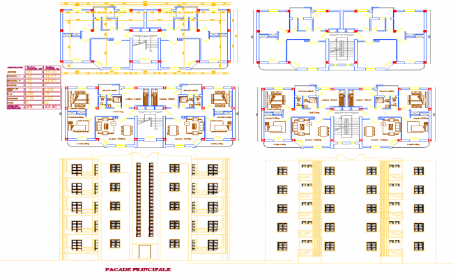 20 logements CAD plan with architectural layout and structure design