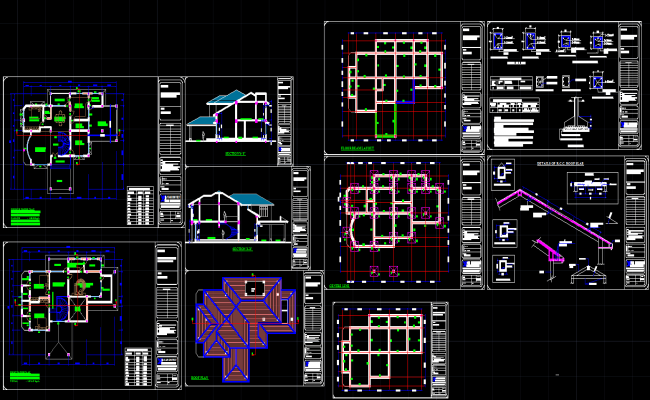 Bungalows AutoCAD File with Complete 2D Architectural CAD Drawings