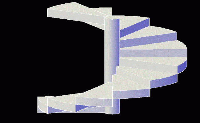 3D Circular Stair AutoCAD DWG File with Rendered Step Design