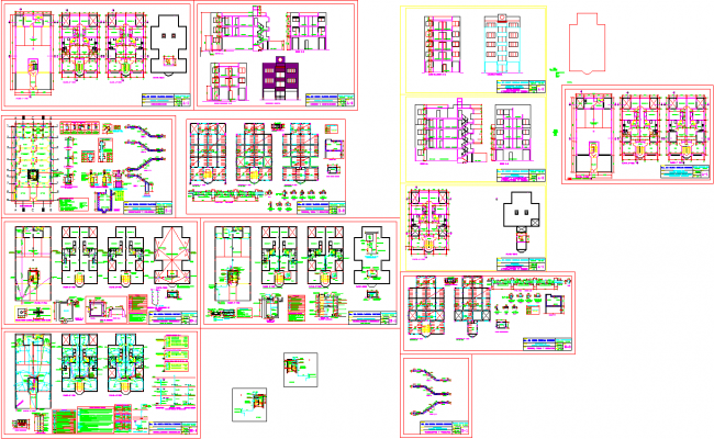 Family House DWG Plan with Multi Floor Layouts and Structural Details
