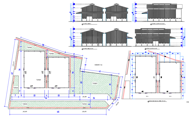 72'X118' Agricultural Storage Floor Plan & Elevation in AutoCAD DWG File
