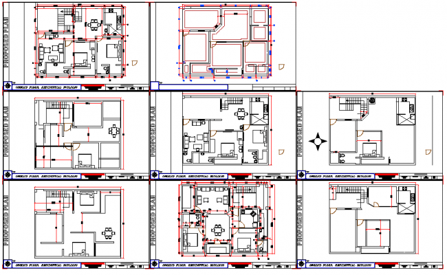 Residence bungalows DWG with modern layout and bedroom living design