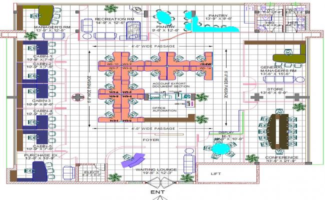 Bank interiors layout plan
