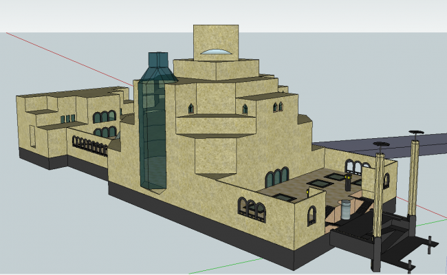 Islamic Arts Museum DWG Model with 85m by 40m Architectural Layout