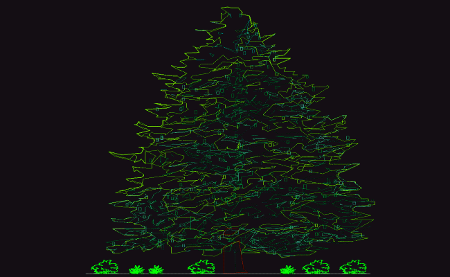 Christmas Tree AutoCAD File with Detailed 2D Decorative CAD Drawings