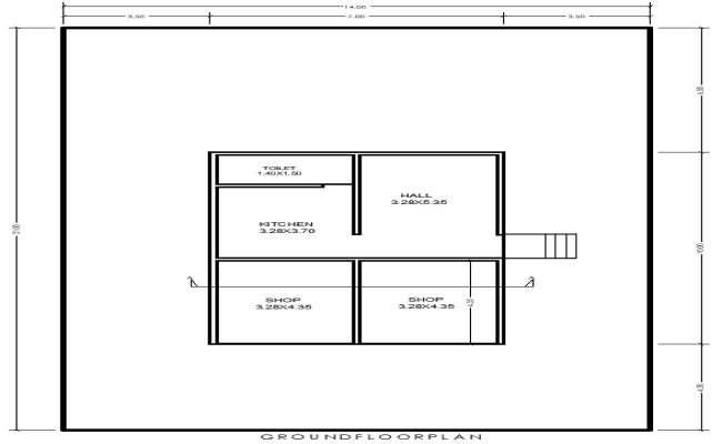 7m x 10m Ground Floor Shop Layout Plan AutoCAD DWG File