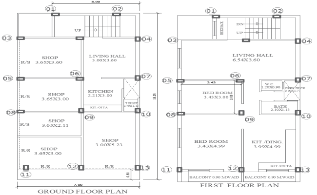 7x15.25m AutoCAD Shop and House Floor Plan in DWG File
