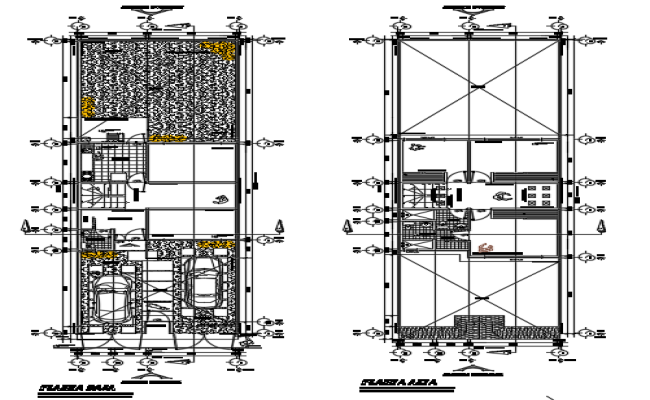 7x23m Two Story Residential House Plan CAD Drawing
