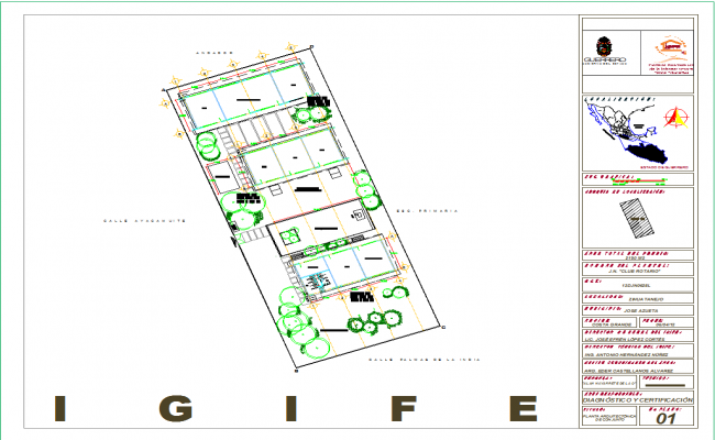 Clubhouse AutoCAD drawing with site plan and detailed layout