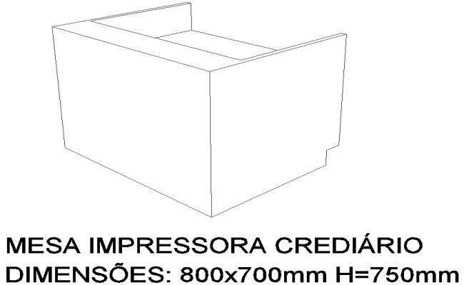 800X700 MM Crediary Printer Table 3D design DWG AutoCAD drawing