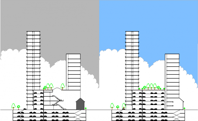 Building Cross Section AutoCAD Drawing with 2D Structural Details