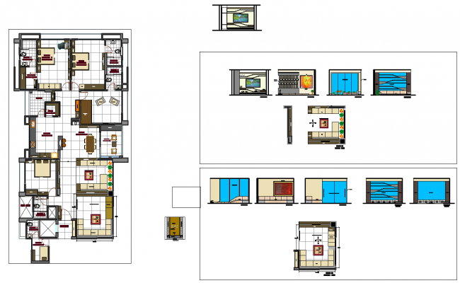 Premium Apartment Interiors DWG with Plans Elevations and Furniture