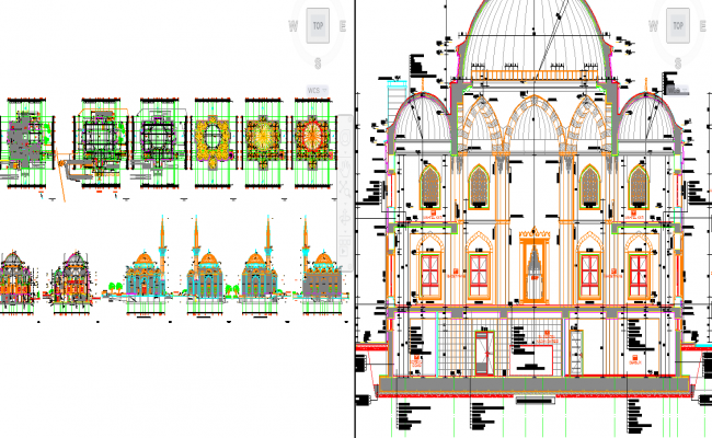 Mosque AutoCAD DWG Plan with Architectural Sections and Elevations