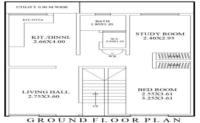 AutoCAD 8.96ftx7.46ft Floor Plan Design for Small House