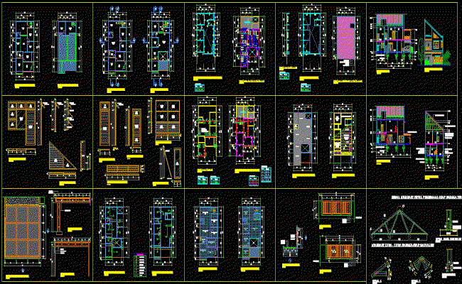 Modern House Plan AutoCAD File with 2D Elevation and Section Drawings