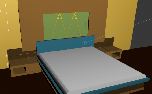 3D Bed AutoCAD DWG File with Furniture Layout and Rendered Design