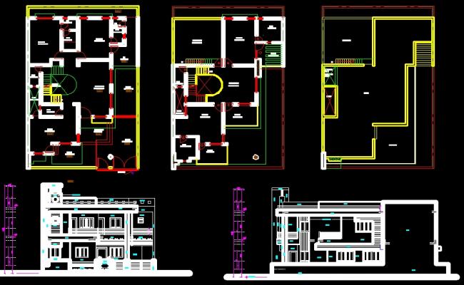 Bungalow Design AutoCAD File with Detailed 2D Architectural Drawings