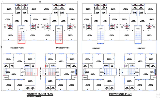 Two-Storey Apartment DWG File with 90×100 Layout Plan