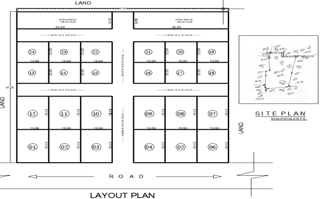 90x87m Land Layout CAD DWG File Plan with Site and Subdivision