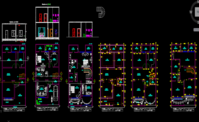 House AutoCAD DWG Drawing with Floor Plan Section and Elevation