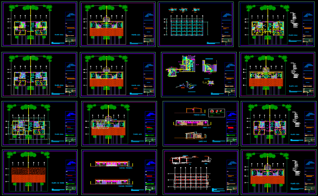 Twin Bungalow AutoCAD DWG File with Plans Sections and Layout