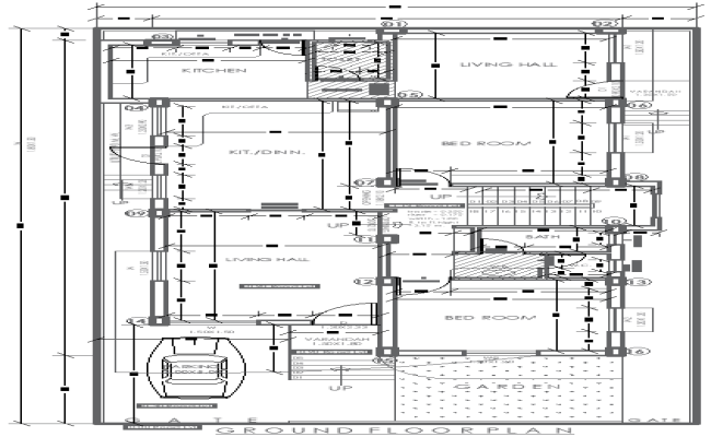 9.75mx20m 2BHK house plan DWG ground floor layout