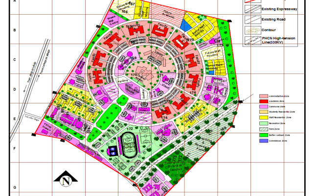Institutional Master Plan Layout with Architecture and Construction