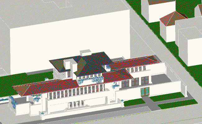 Frank Lloyd Wright House 3D DWG CAD Drawing for Architectural Design