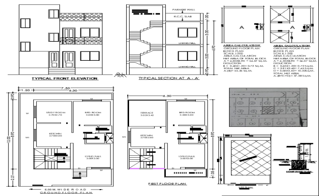 9x6.25m 1BHK CAD Drawing Design plan with Lobby and Living Space