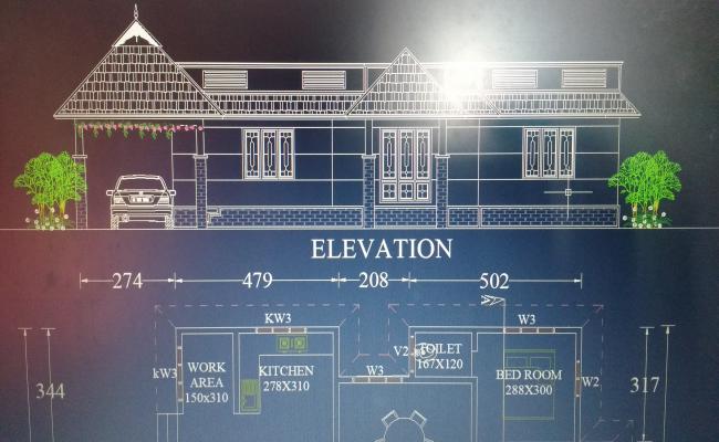 AUTOCAD  3 BED ROOM HOME