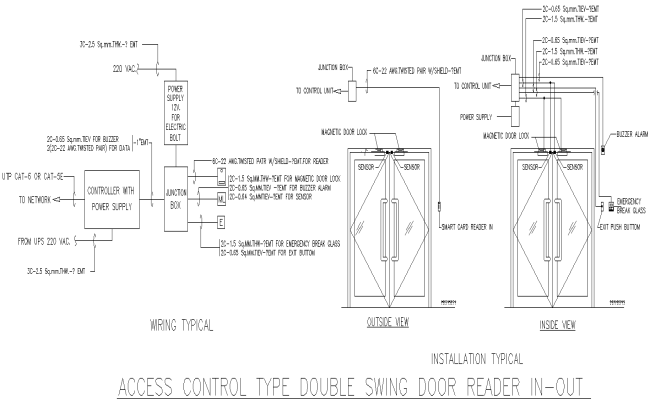  Access Control Double Swing Door Reader DWG | Cadbull